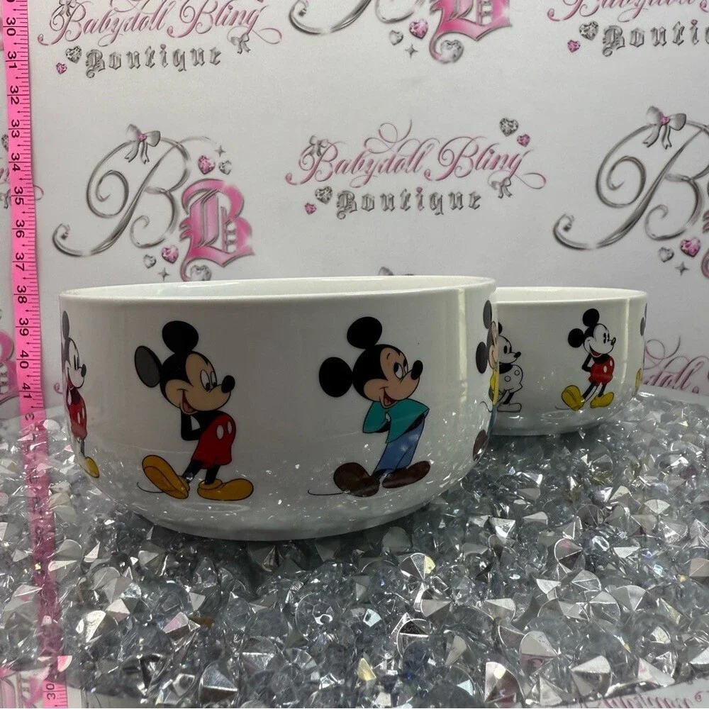 Disney Mickey Mouse White set of 2 Bowls with Red, Yellow and Black Accents